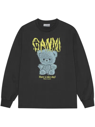 Ganni Sweatshirt Mit Print In Black