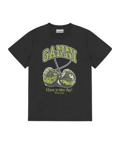 Ganni Printed T-shirt In Green