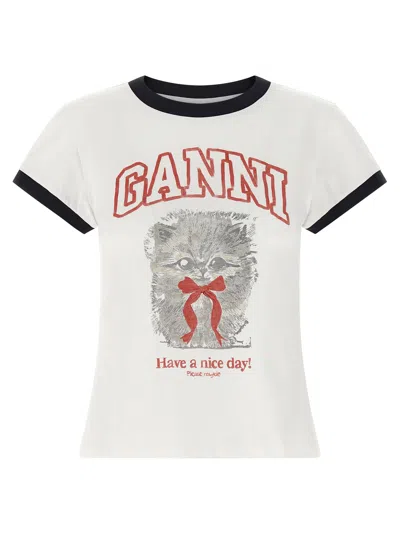 Ganni Printed T-shirt In White
