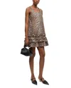 Ganni Brown Leopard Cotton Poplin Mini Dress