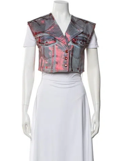Pre-owned Ganni Printed Vest In Neutral