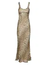 Ganni Animal Print Scoop Neckline Floor-length Dress
