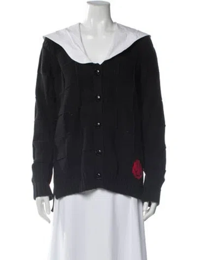 Pre-owned Ganni Printed V-neck Sweater In Black