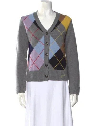 Pre-owned Ganni Printed V-neck Sweater In Multi