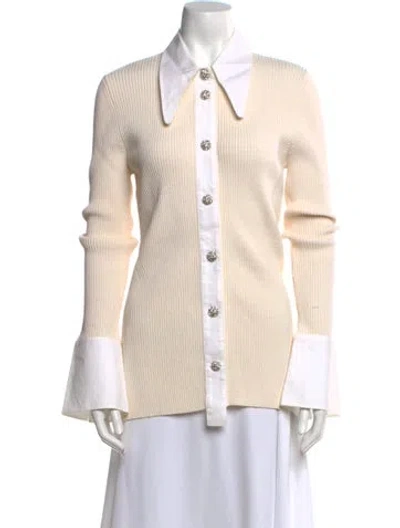 Pre-owned Ganni Printed V-neck Sweater In Neutral
