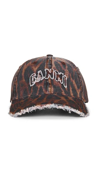 Ganni Printed Washed Cotton Oceliot Leopard In Brown