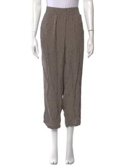 Pre-owned Ganni Printed Wide Leg Pants In Black