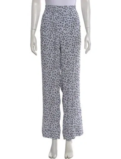 Pre-owned Ganni Printed Wide Leg Pants W/ Tags In Blue