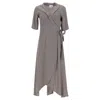 Ganni Printed Wrap Dress In Brown Viscose In Brown