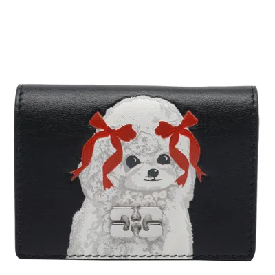 Ganni Puddle Card Holder In Black