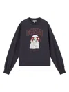 Ganni Organic Cotton Crew Neck Graphic Sweater In Black