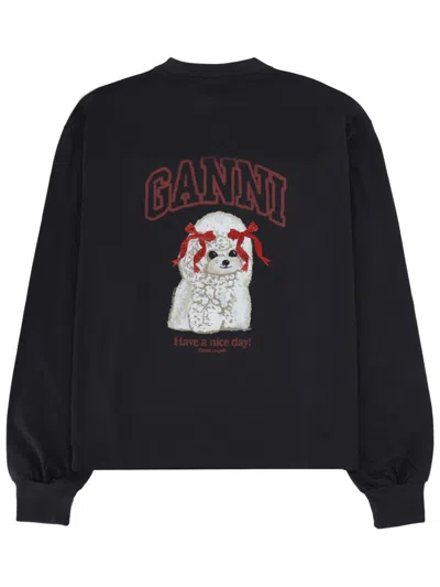 Ganni Puddle Organic Cotton Sweater In Blue