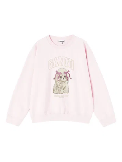 Ganni Puddle Organic Cotton Sweater In White