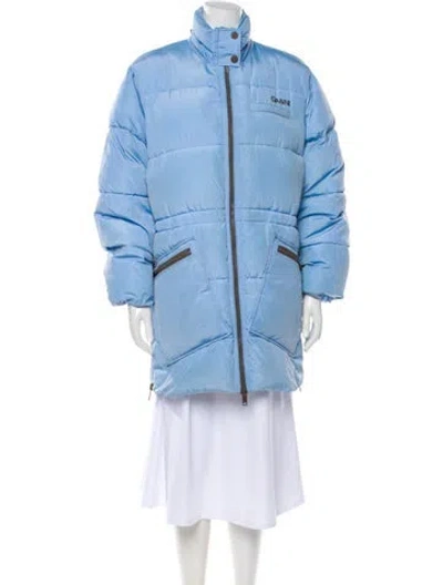 Pre-owned Ganni Puffer Coat In Blue