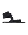 Ganni Puffy Wrap Sandals In Black Canvas In Black