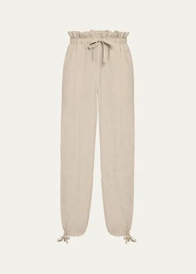 Ganni Pull-on Melange Suiting Pants In Neutral