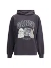 Ganni Hoodie With Print In Blue