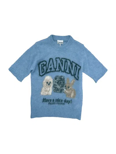 Ganni Puppies Jumper Soft Chambray