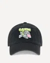 Ganni Puppy Baseball Cap In Black