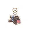 Ganni Puppy Brown Keychain In Brown