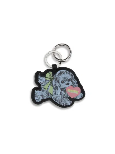 Ganni Puppy Keychain In Black