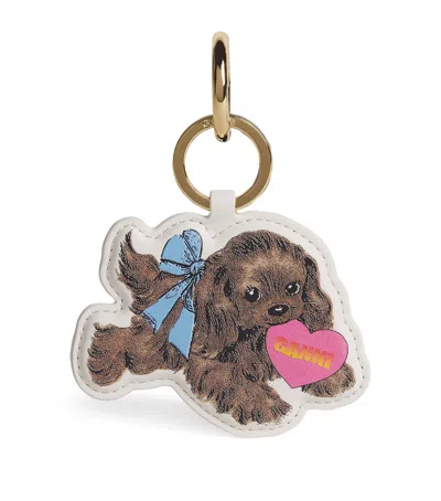 Ganni Puppy Keyring In Brown