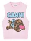 Ganni Puppy Wool-blend Crewneck Vest In Pink
