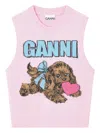 Ganni Puppy Wool-blend Crewneck Vest In Pink