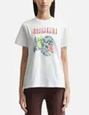 Ganni Graphic Print Crew Neck Short Sleeve Top In White