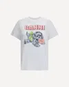Ganni Graphic Print Crew Neck Short Sleeve Top In White
