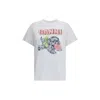 Ganni Graphic Print Crew Neck Short Sleeve Top In White