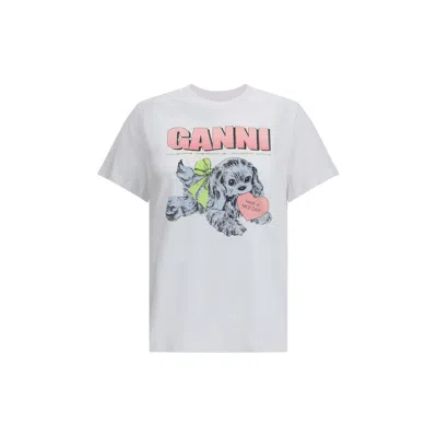 Ganni T-shirt With Graphic Print In White