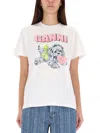 Ganni Womens Bright White Basic Neon Puppy Cotton-jersey T-shirt Xl In White