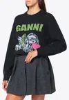 Ganni Dark Grey Puppy Wool-blend Sweater Women In Black