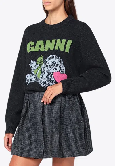 GANNI PUPPY WOOL-BLEND SWEATER