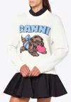 Ganni Ivory Puppy Wool-blend Sweater In White