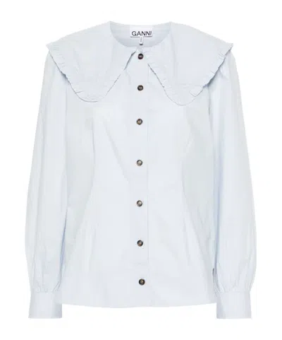 GANNI PURITAN-COLLAR COTTON SHIRT