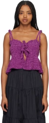 Ganni Purple Open Front Camisole In 492 Sparkling Grape