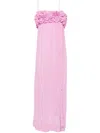 Ganni Shiny Spaghetti-strap Ruffle Maxi Dress In Purple