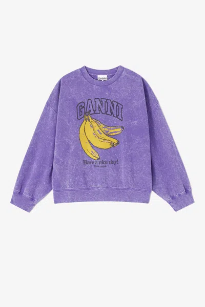 Ganni Purple Vintage Wash Sweatshirt - Size 4xl Organic Cotton