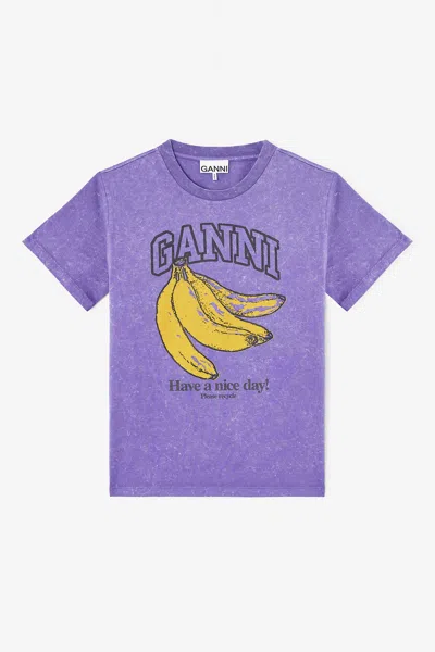 Ganni Purple Vintage Wash T-shirt - Size 4xl Recycled Cotton