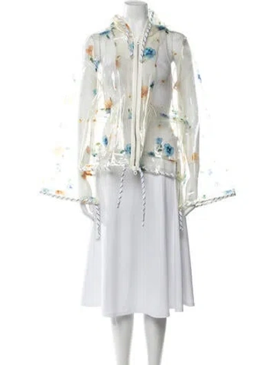 Pre-owned Ganni Pvc Floral Print Jacket W/ Tags In Neutral