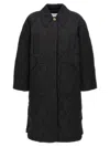 Ganni Single-breasted Quilted Jacket In Nero
