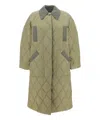 Ganni Single-breasted Quilted Jacket In Green