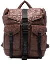 Ganni Quilted-design Backpack In Brown