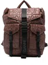 Ganni Quilted-design Backpack In Brown