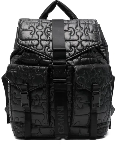 GANNI QUILTED RE-TECH BACKPACK