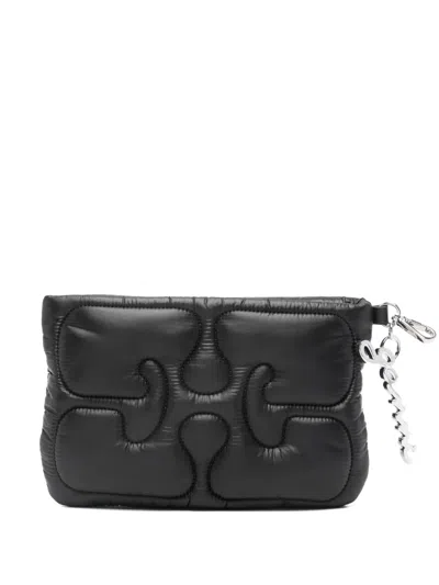Ganni Quilted Chain Purse In Black