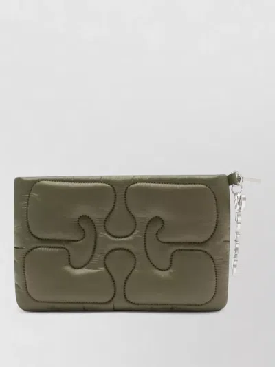 Ganni Quilted Clutch Bag Synthetic Polyamide Design In Green