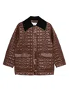 Ganni Quilted Coat With Contrasting Collar In Brown